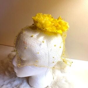 Vintage 50s Yellow Roses Hair Net Hair Accessory